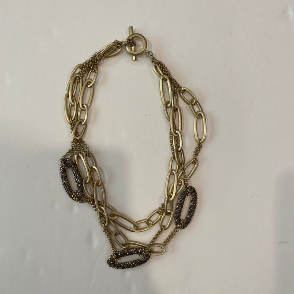 Gold multi strand chunky link necklace